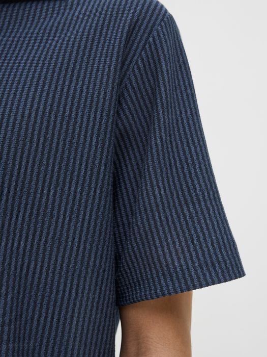 Jack & Jones JACK & JONES Gestreiftes Poloshirt mit V-Ausschnitt und Kurzarm – Dunkelblau, Bild 5