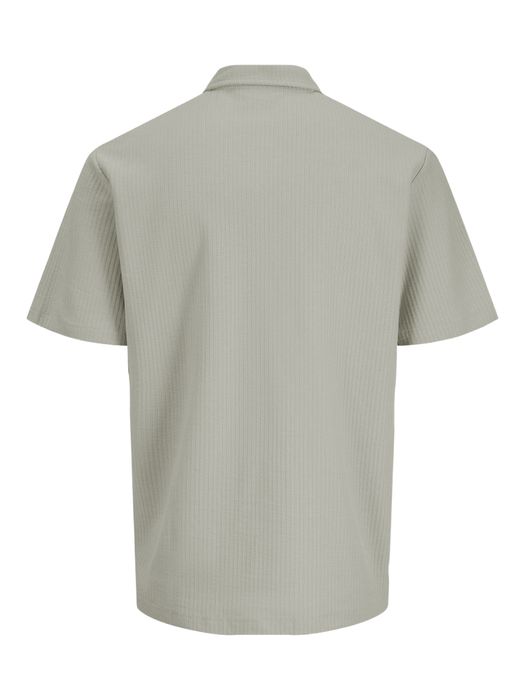JACK & JONES Feinstrick Poloshirt mit Botanik-Stickerei Kurzarm, Farbe: Grau
