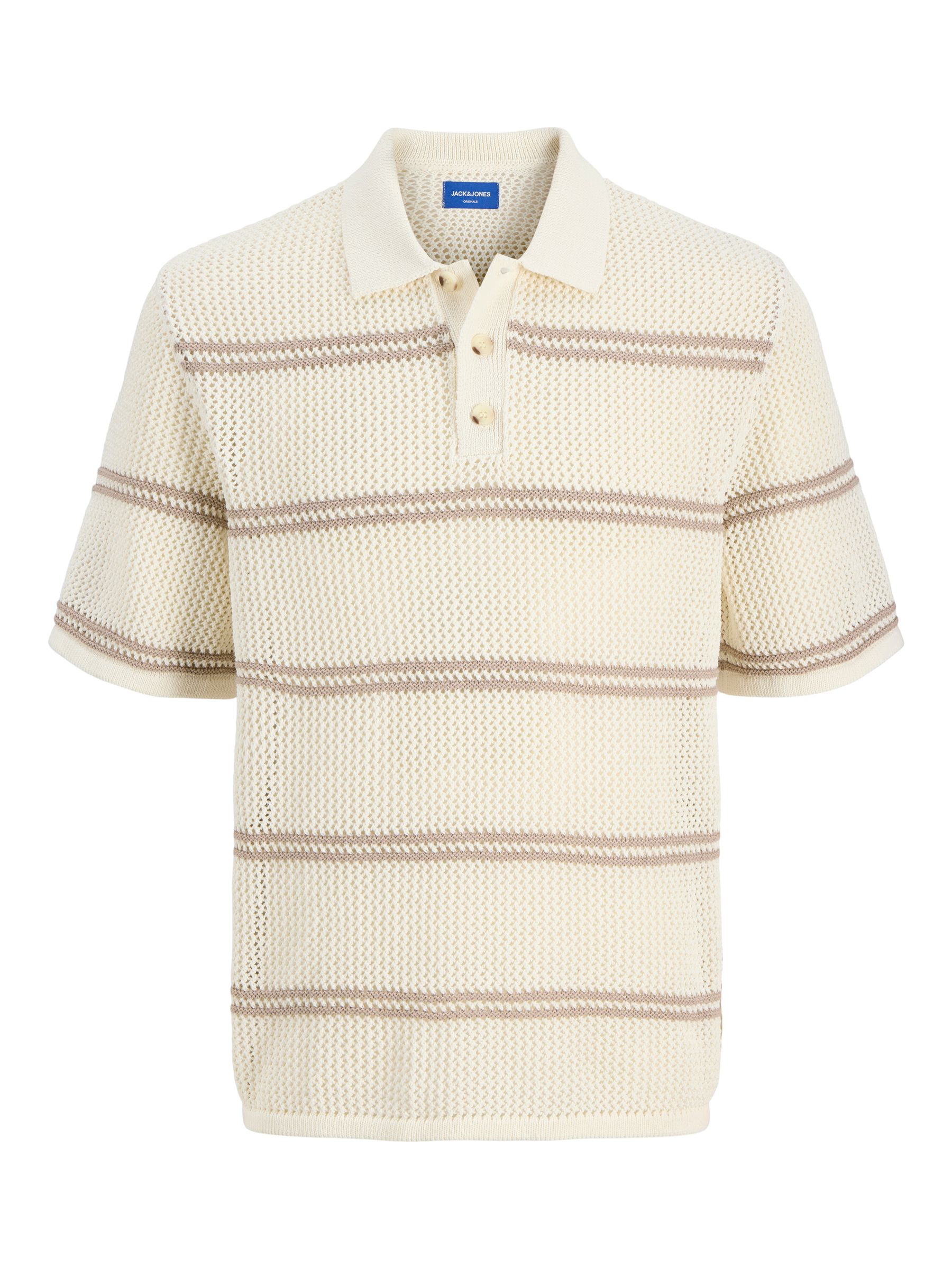 JACK&JONES_NOOS2025_4867703_12286188.jpg Feinstrick Poloshirt mit Streifenmuster und Knöpfen