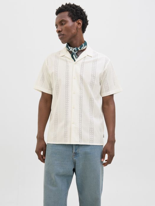 JACK & JONES Gestepptes Kurzarmhemd mit Karomuster und Knöpfen, Farbe: Weiß-2