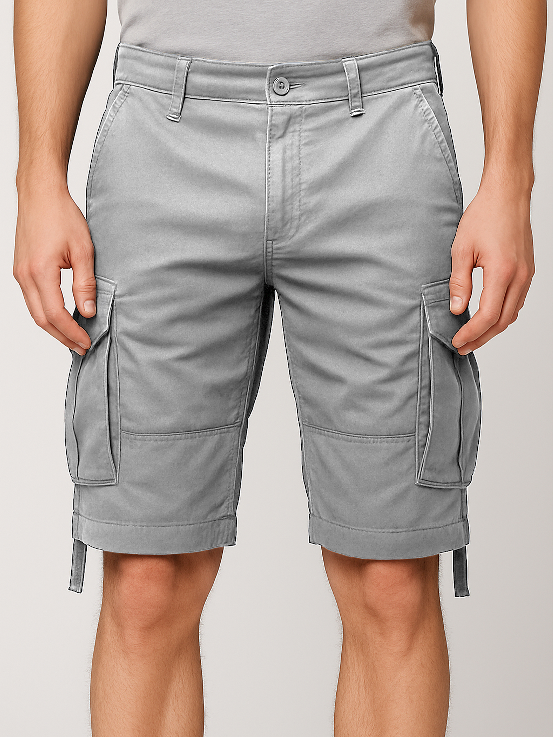 Egomaxx EGOMAXX Bequeme Cargo Shorts Bermuda Chino – Hellgrau, Bild 2