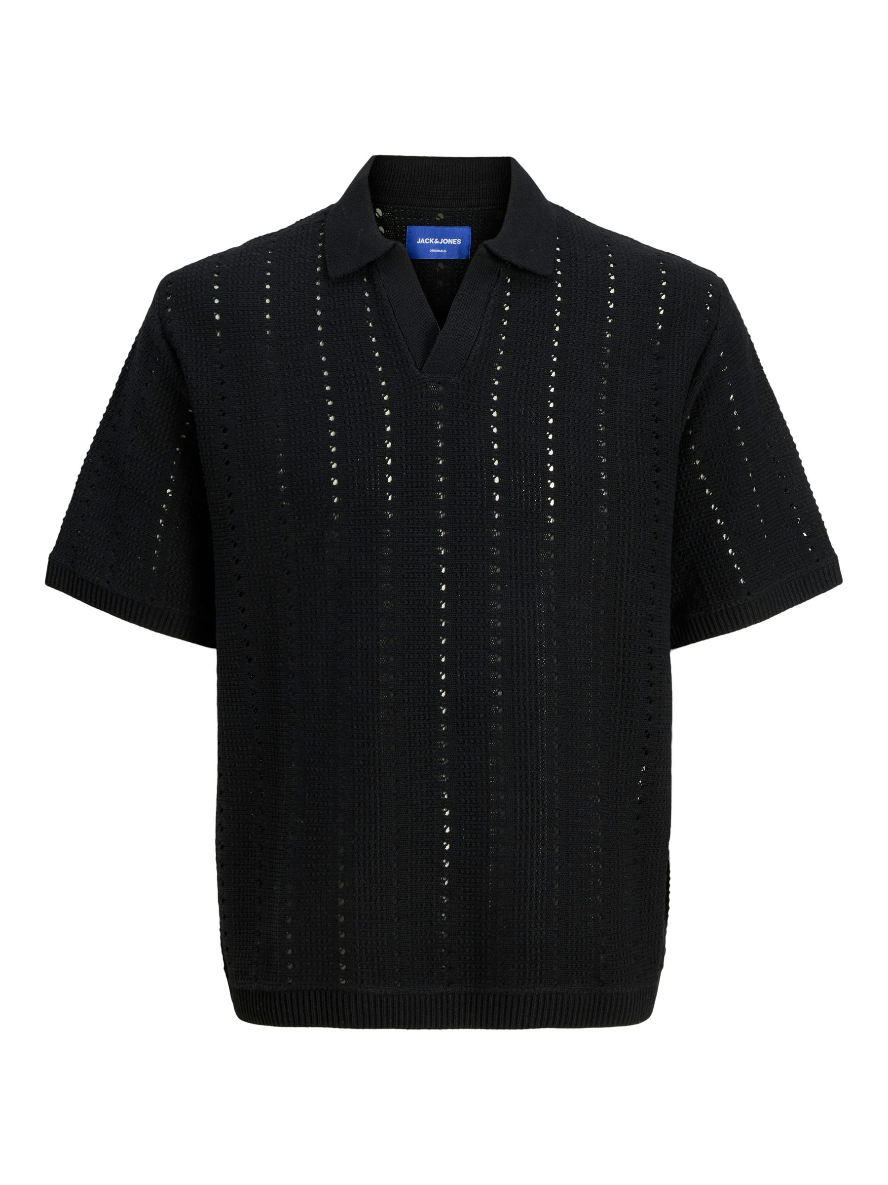 JACK&JONES_SpringSummer2025_4695519_12272562.jpg Gestricktes Poloshirt mit vertikalen Lochmustern