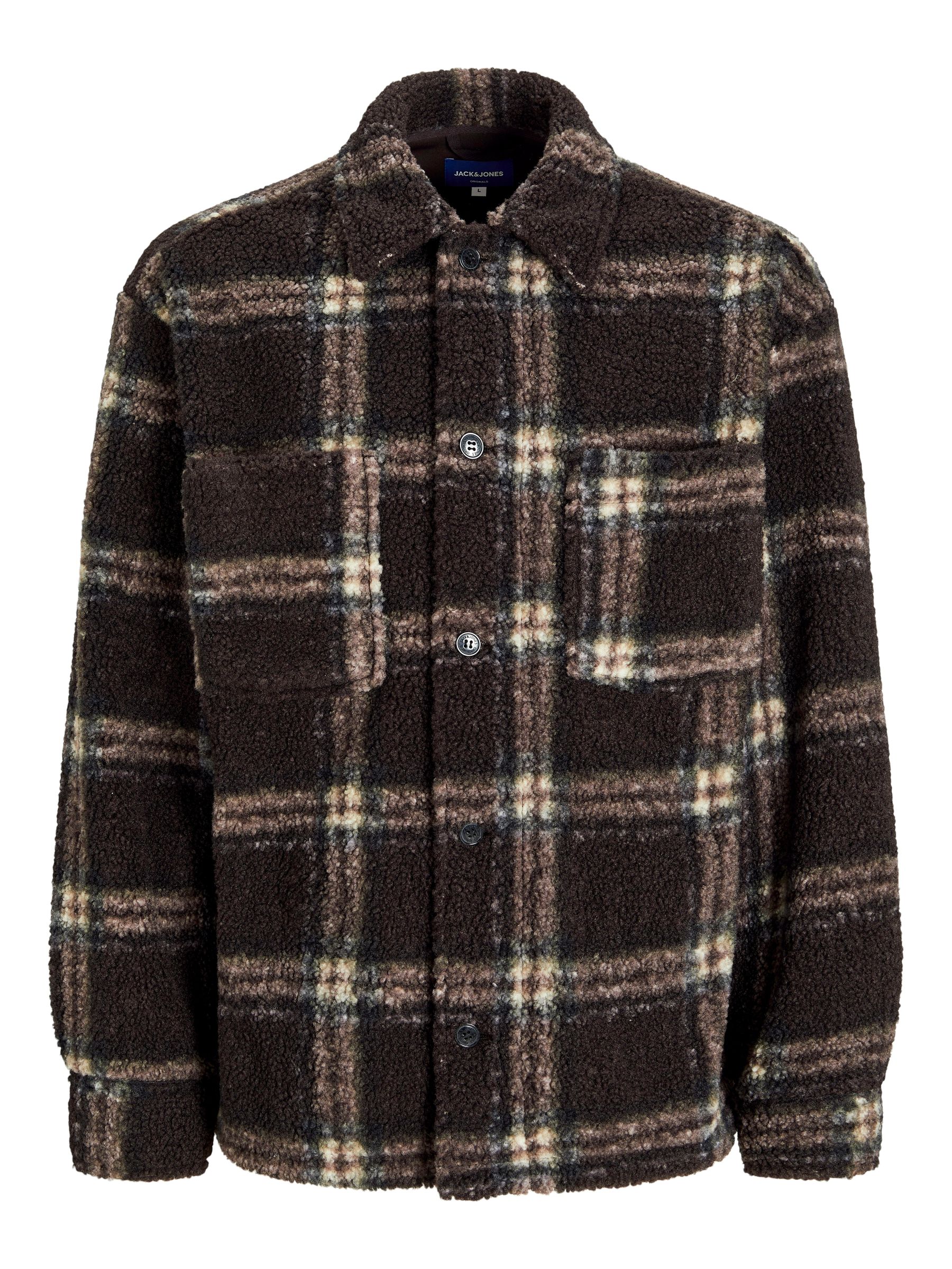 JACK&JONES_FallWinter2024_4618067_12266269.jpg Geknöpftes Sherpa Hemd Jacke mit Karomuster und Taschen