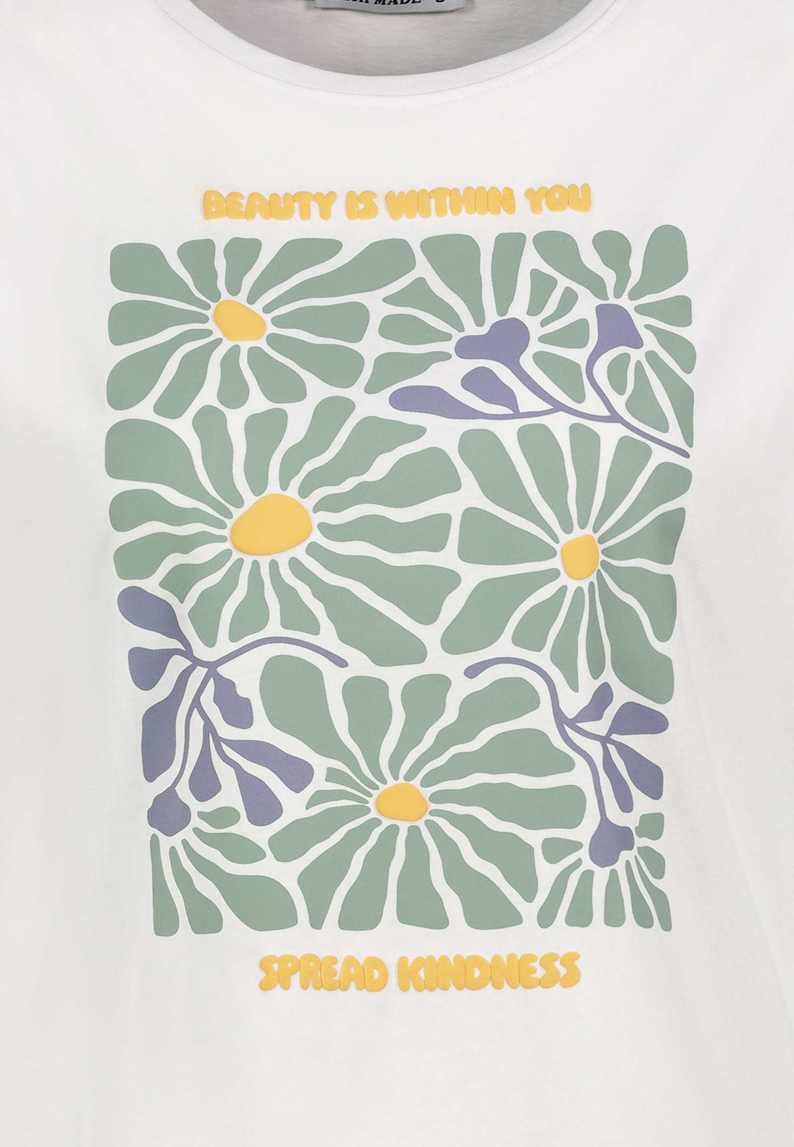 T-Shirt mit Blumenmotiv und inspirierendem Text T-Shirt mit Blumenmotiv und inspirierendem Text