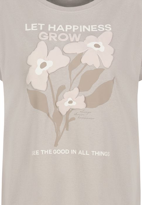 Fresh Made T-Shirt mit Blumenmotiv und inspirierendem Text – Beige, Bild 3