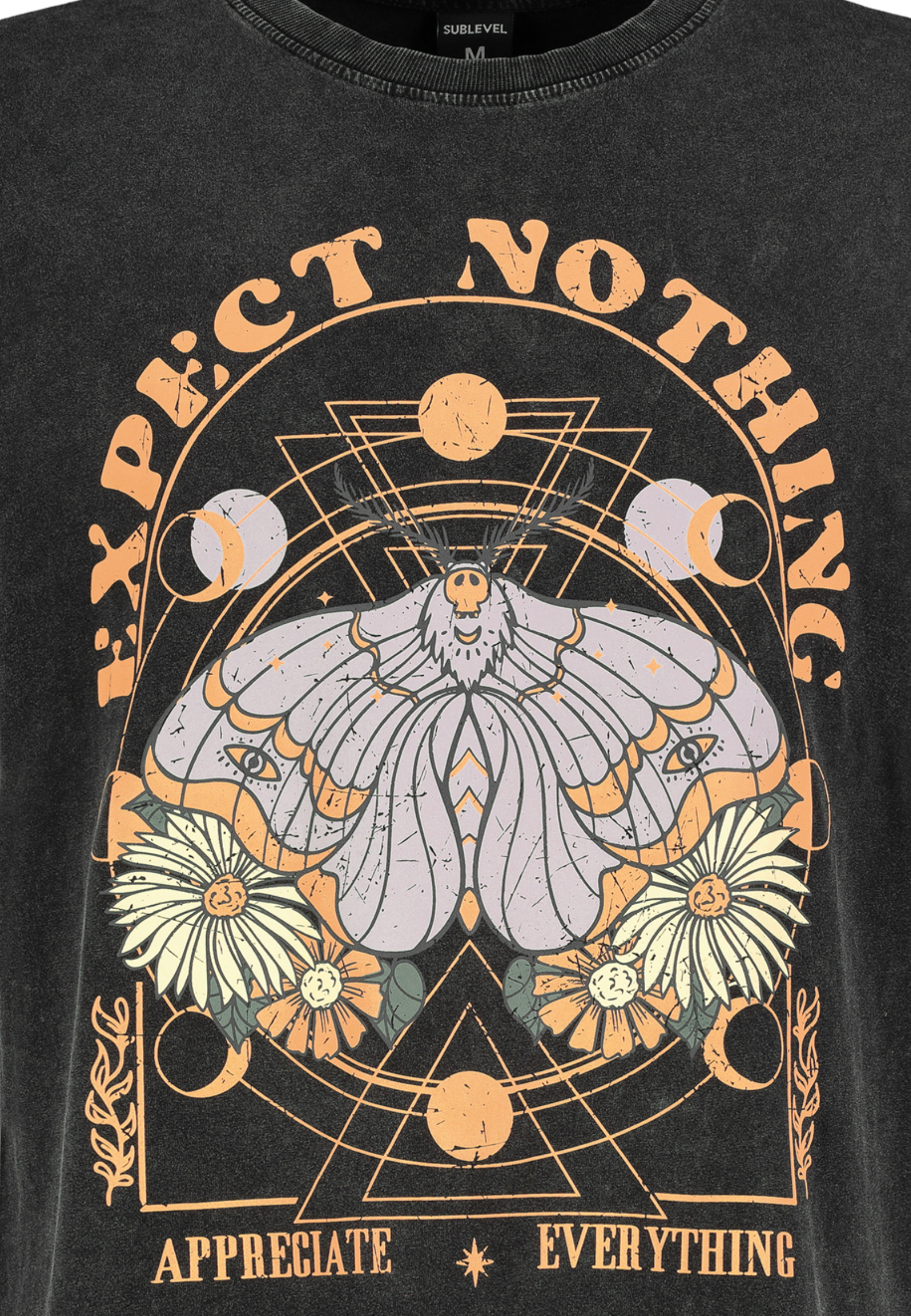 Retro T-Shirt mit Spirituellem Print Boho Style Retro T-Shirt mit Spirituellem Print Boho Style