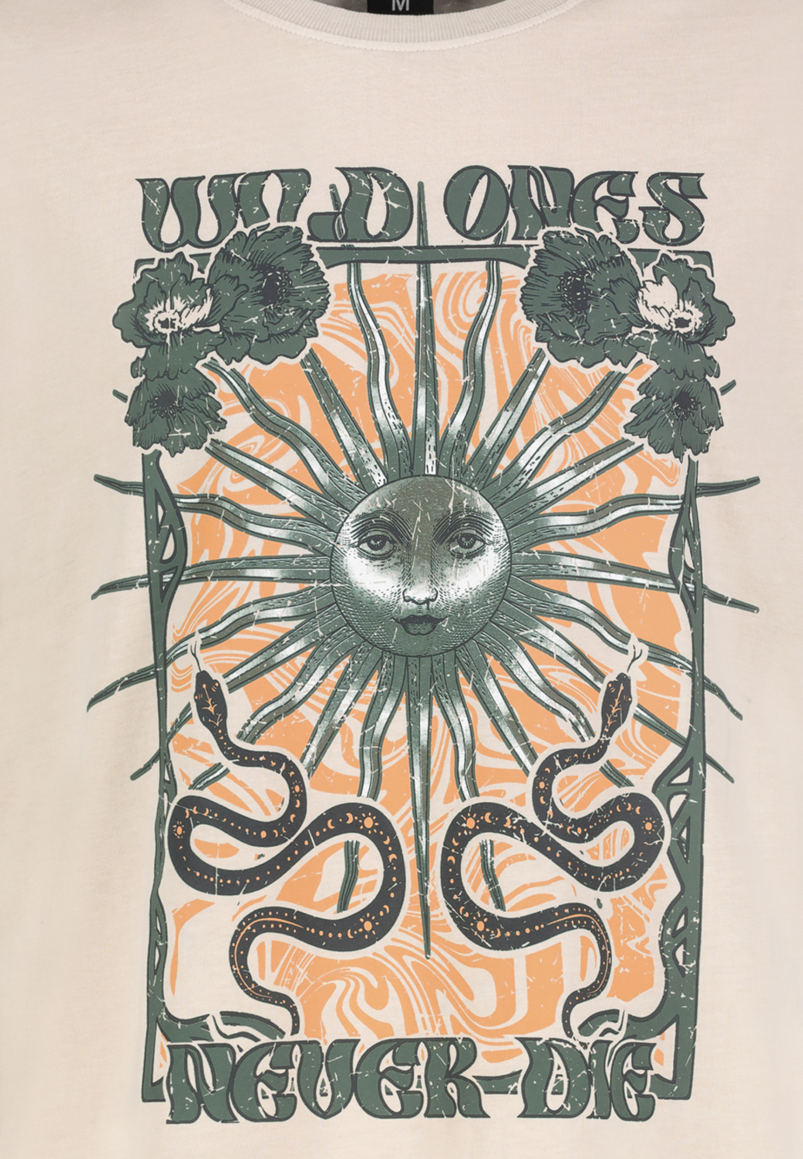 Retro T-Shirt mit Spirituellem Print Boho Style Retro T-Shirt mit Spirituellem Print Boho Style