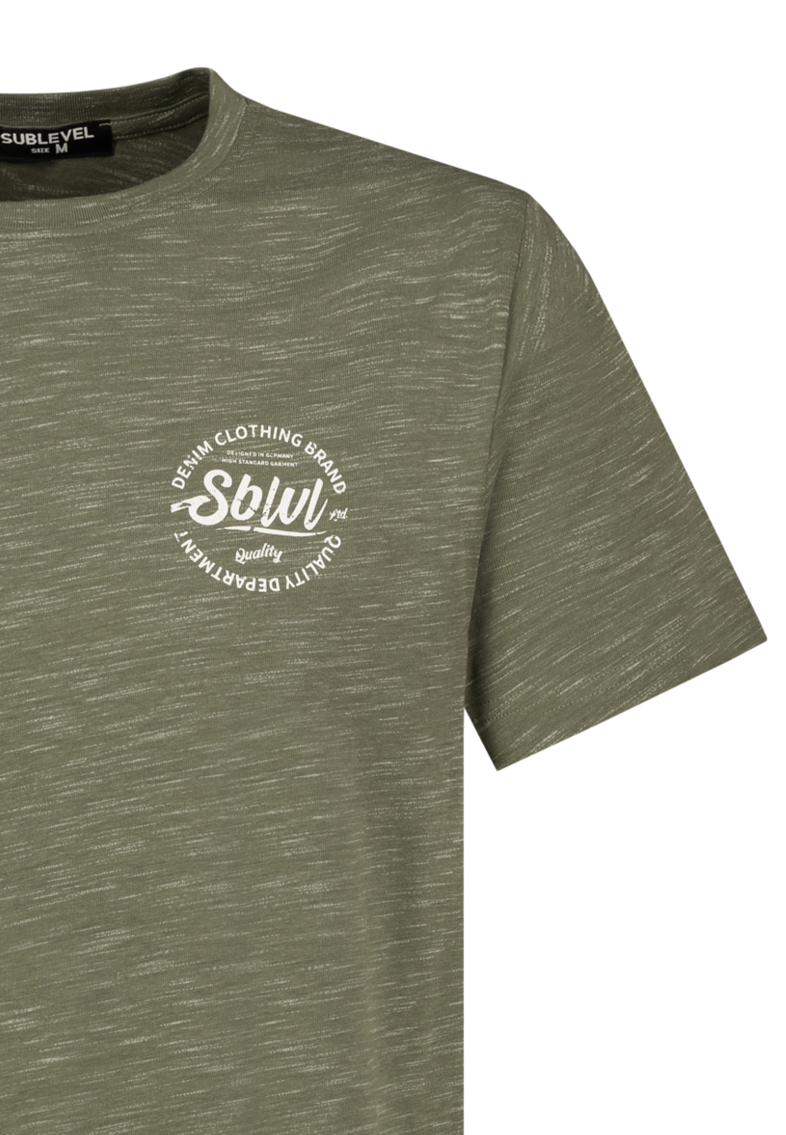 Meliertes T-Shirt mit Rundhals und Print Meliertes T-Shirt mit Rundhals und Print