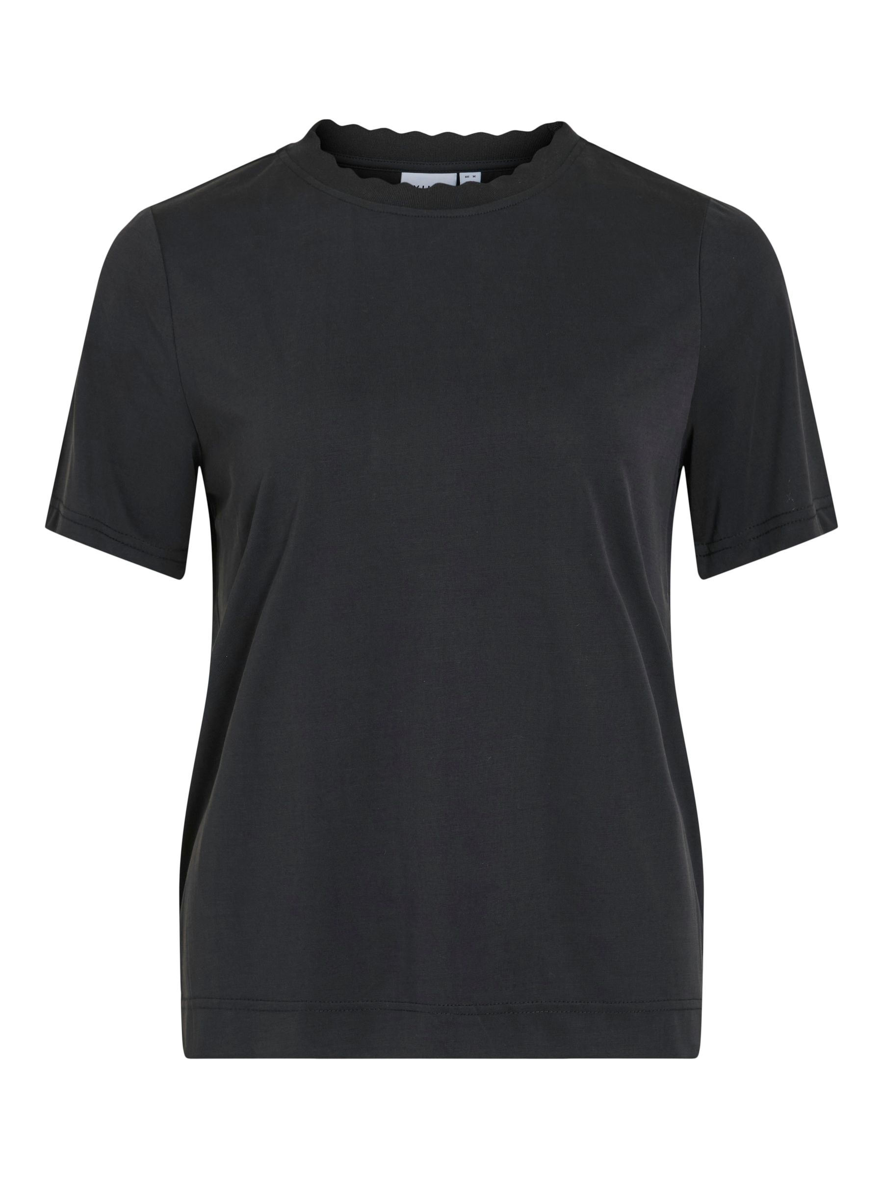VILA_Autumnwinter_4794527_14108539.jpg Basic Kurzarm-T-Shirt mit Rundhals Wellensaum