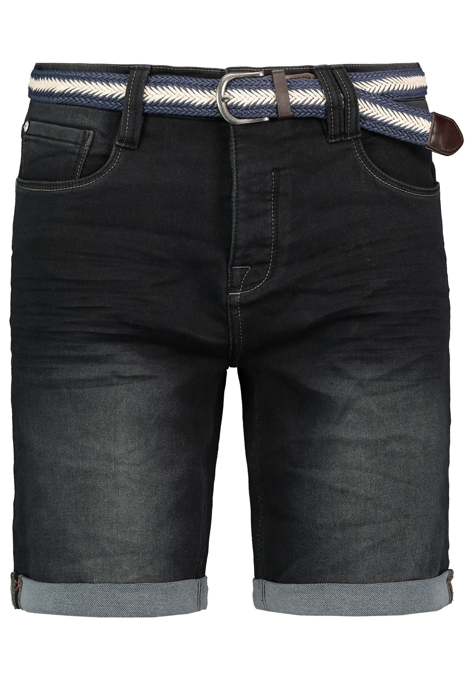Sublevel Sublevel Bermuda Shorts Jeans Gürtel Eingrifftaschen Modisch – Schwarz, Bild 1