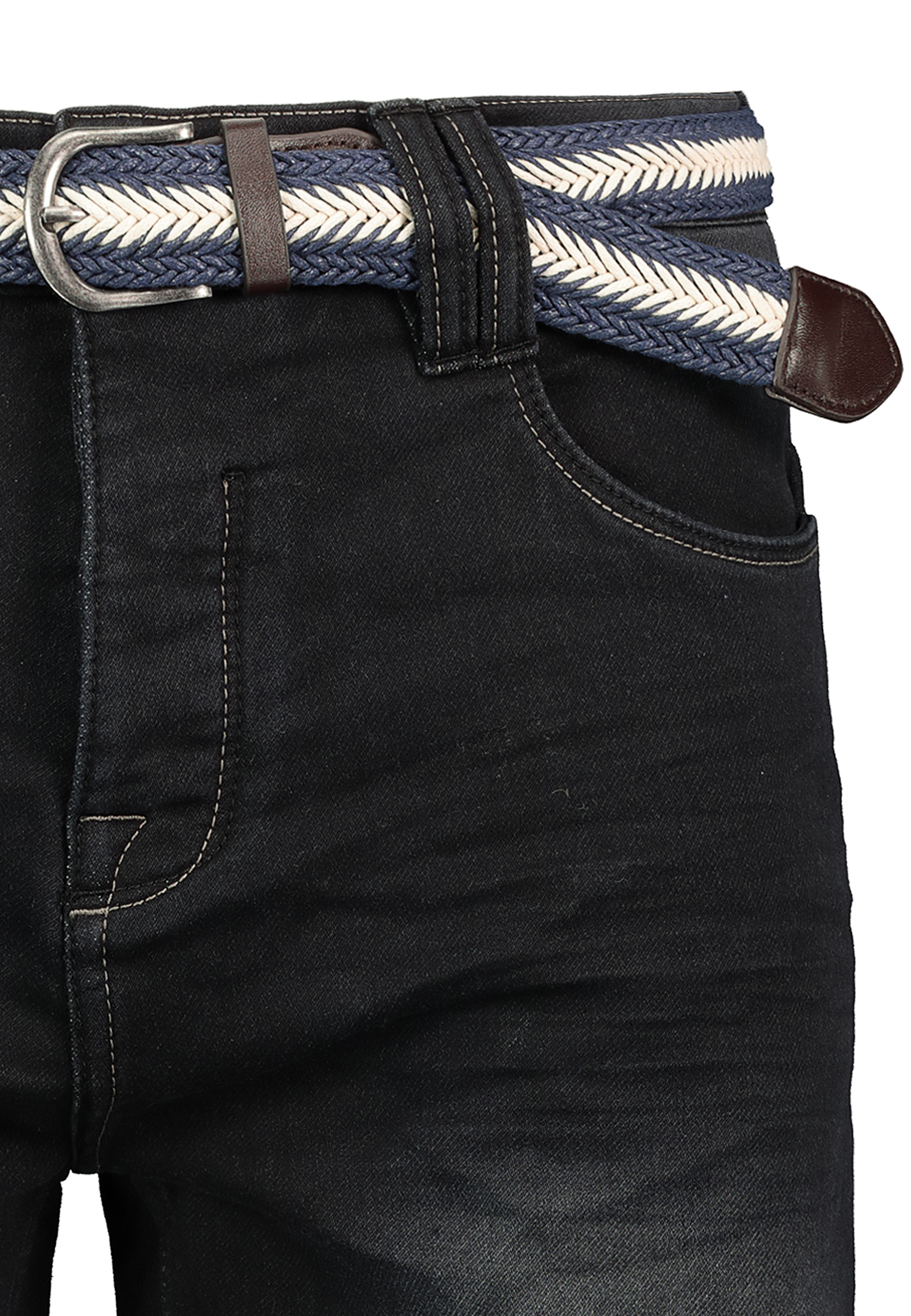 Sublevel Sublevel Bermuda Shorts Jeans Gürtel Eingrifftaschen Modisch – Schwarz, Bild 2