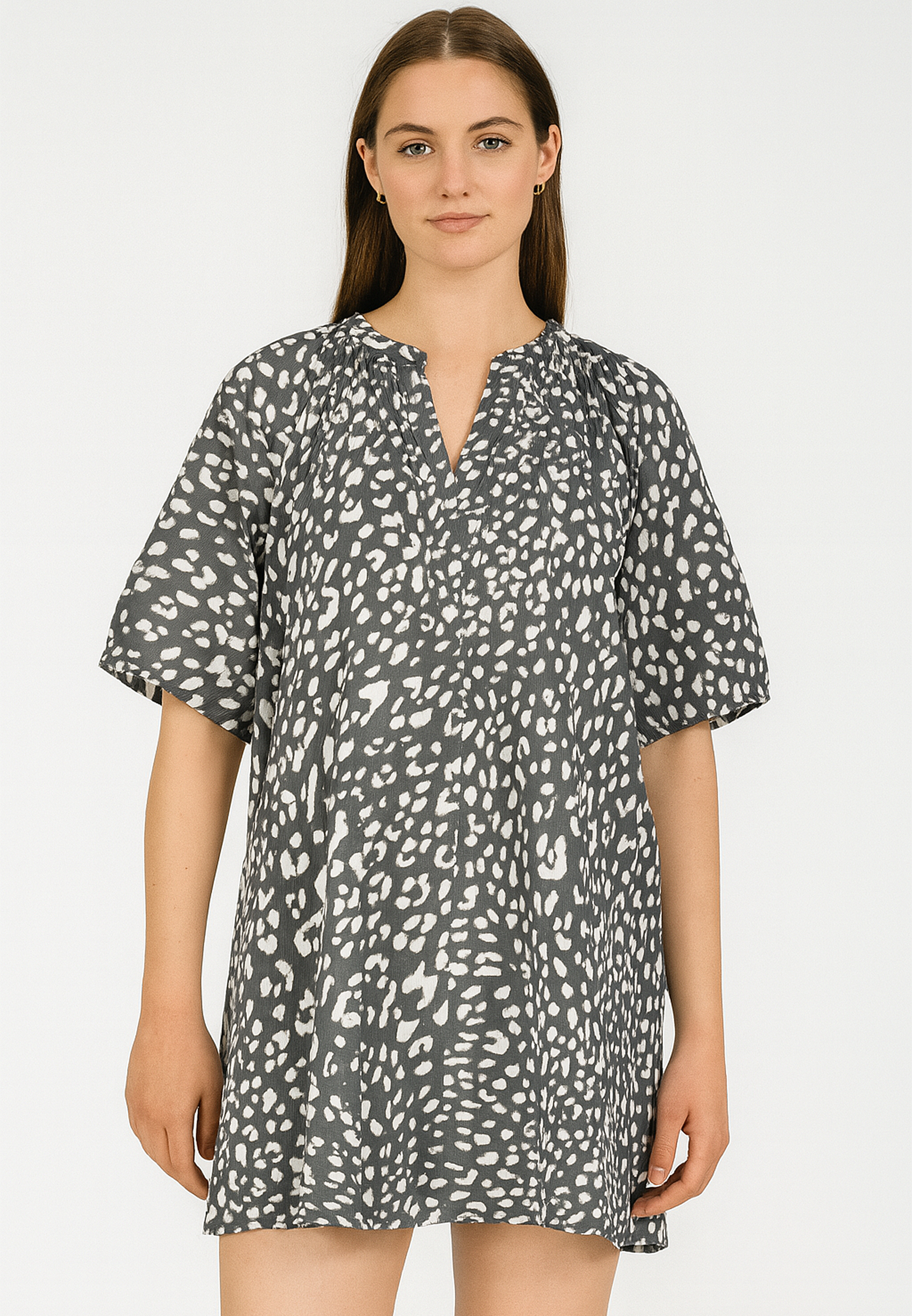 Leo Bluse mit Allover-Print und V-Neck Viskose Leo Bluse mit Allover-Print und V-Neck Viskose