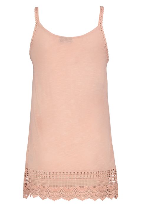 Spaghetti Kleid-Top mit Häkelsaumdetails, Farbe: Rosa