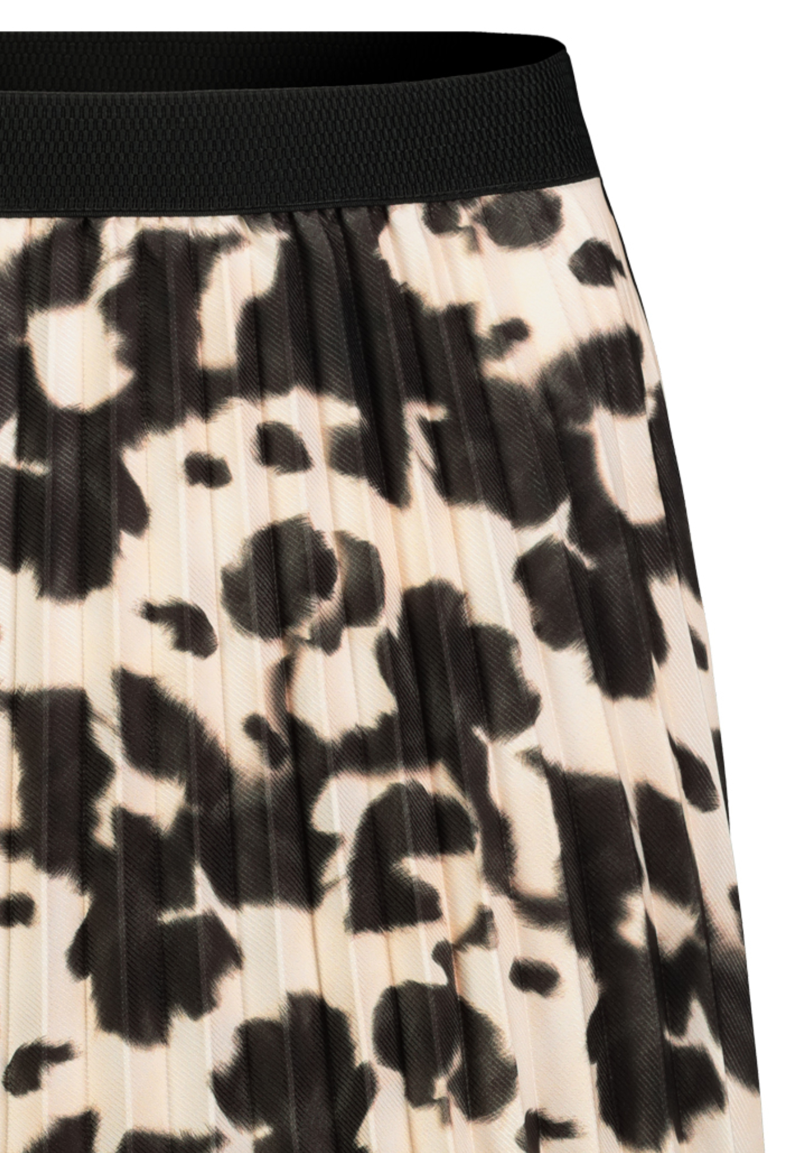 Leo Print Midi Faltenrock mit Elastischem Bund Leo Print Midi Faltenrock mit Elastischem Bund