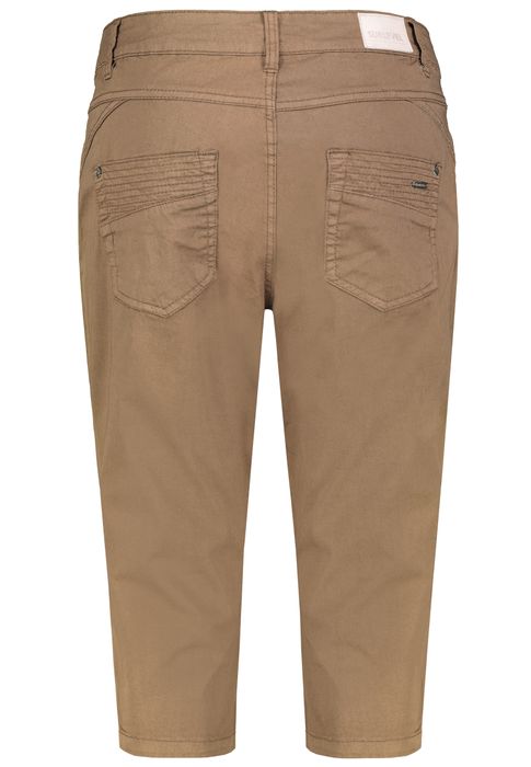 Sublevel 3/4-Länge Capri Chino Hose mit Taschendetails und Ziernähten – Braun, Bild 3
