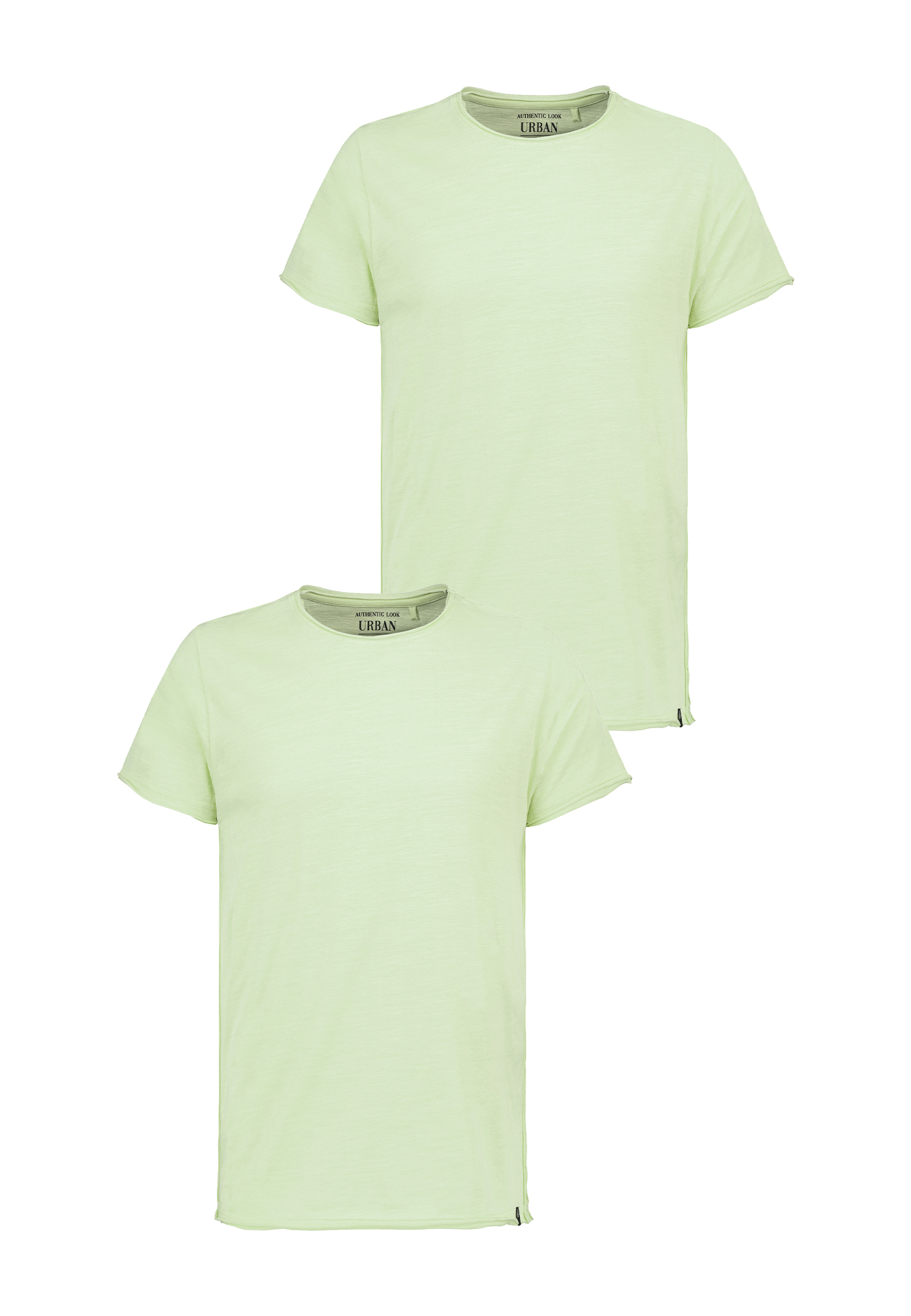 Urban Surface Urban Surface T-Shirt 2er Set mit Rundhals und Rollkante – Hellgrün, Bild 1