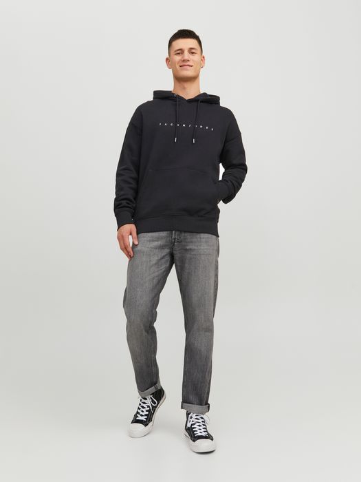 Jack & Jones Bequemer Kapuzenpullover mit dezentem Schriftzug Robust – Schwarz, Bild 3