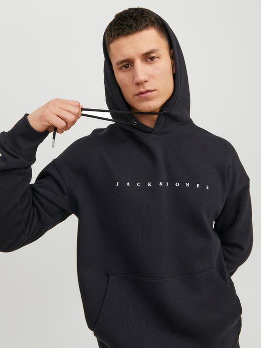 Jack & Jones Bequemer Kapuzenpullover mit dezentem Schriftzug Robust – Schwarz, Bild 7