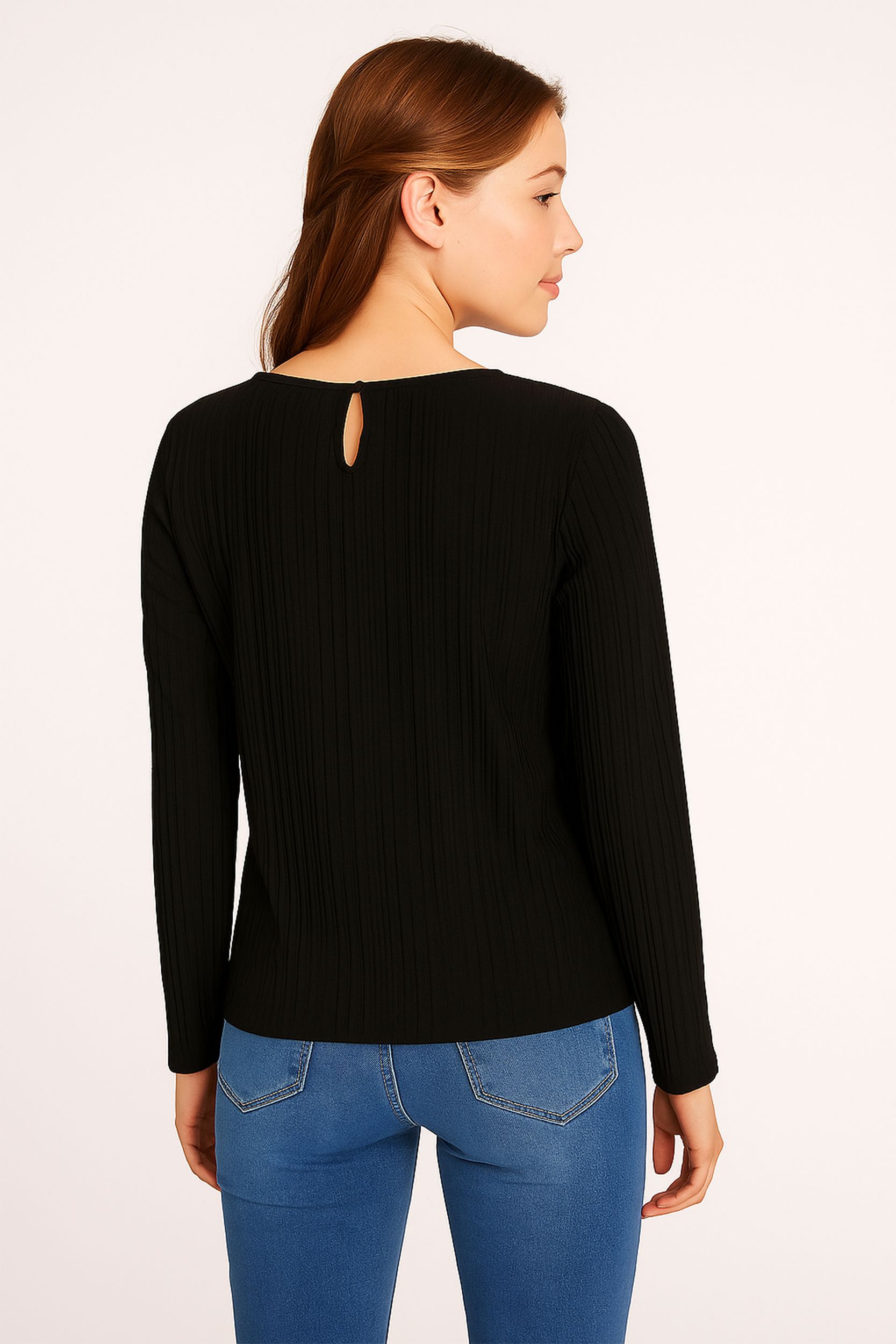 Strukturiertes Langarmshirt mit Rundhalsausschnitt Strukturiertes Langarmshirt mit Rundhalsausschnitt