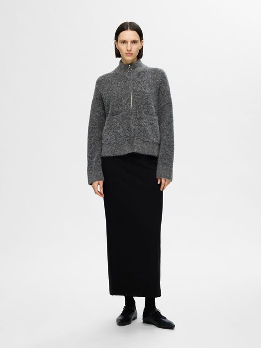 SELECTED FEMME Warmer Knit Cardigan mit Stehkragen und, Farbe: Grau-3