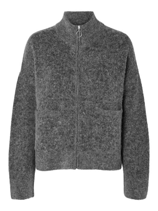 SELECTED FEMME Warmer Knit Cardigan mit Stehkragen und, Farbe: Grau-3