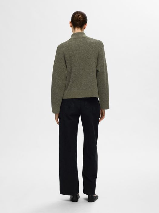Selected Femme Warmer Knit Cardigan mit Stehkragen und Reißverschluss – Grün, Bild 6