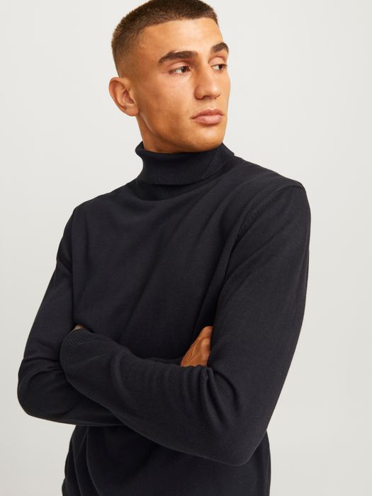 Jack & Jones JACK & JONES Rollkragenpullover mit Rippbündchen und Logo-Patch – Schwarz, Bild 7
