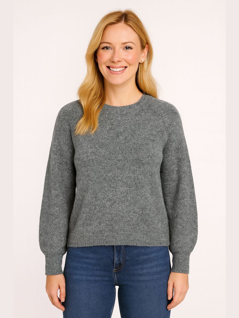 Noisy May Strickpullover mit Rippstruktur und Rundhals – Grau, Bild 2