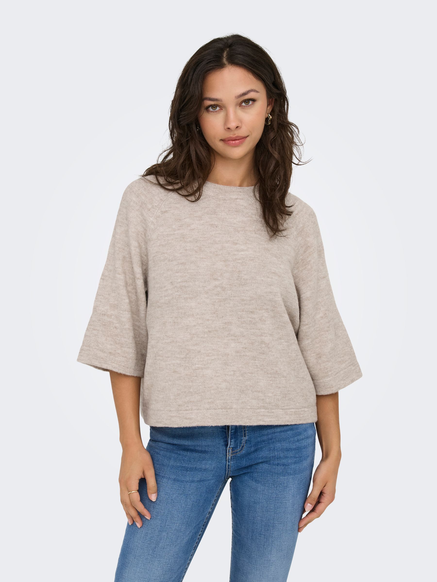 ONLY_SpringSummer2024_4602440_15333199_4.jpg Lässiger Pullover mit 3/4-Ärmeln und Rundhals