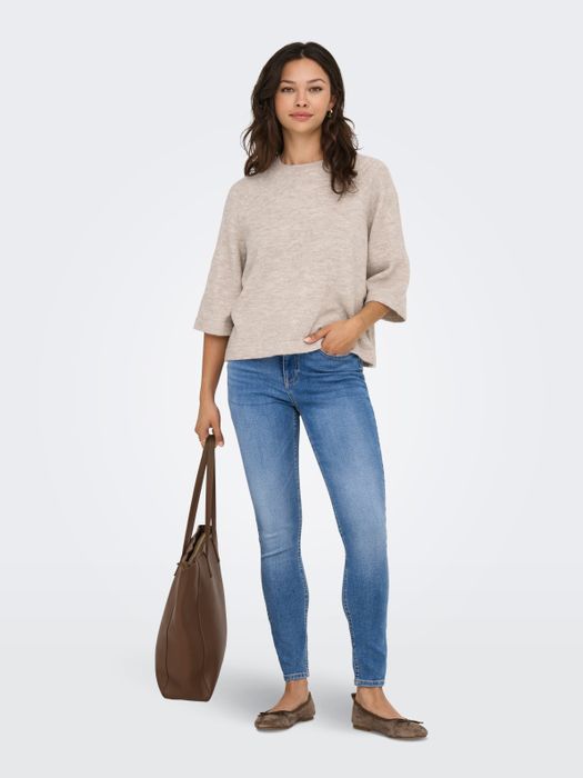 Only Lässiger Pullover mit 3/4-Ärmeln und Rundhals – Beige, Bild 4