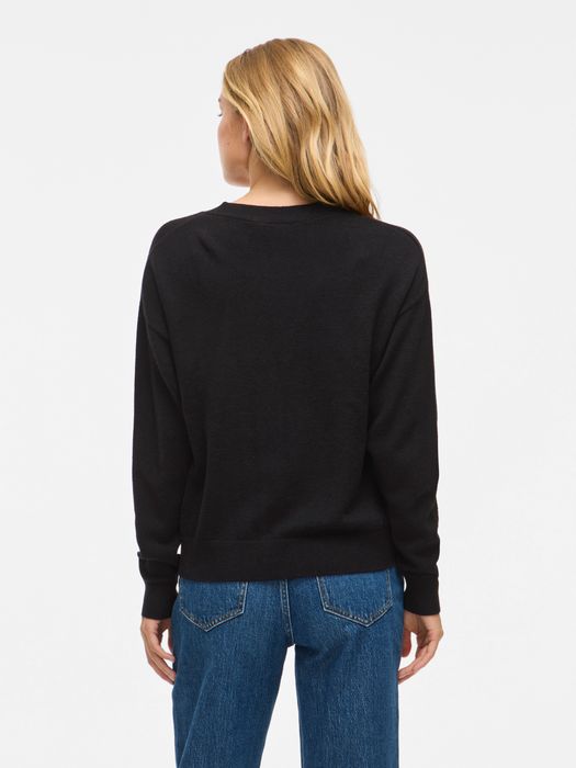 Vila Strickjacke mit V-Ausschnitt und Knopfleiste – Schwarz, Bild 3