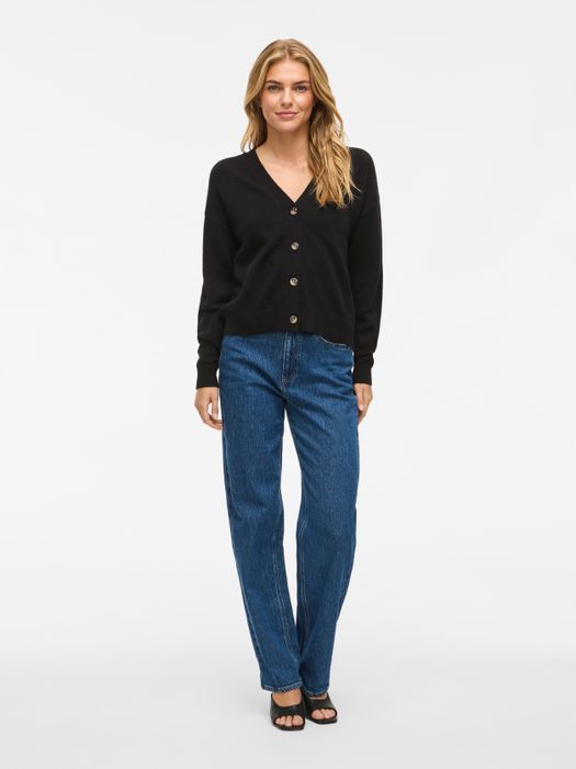 Vila Strickjacke mit V-Ausschnitt und Knopfleiste – Schwarz, Bild 4