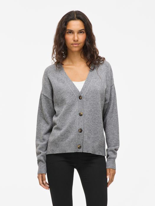 Vila Strickjacke mit V-Ausschnitt und Knopfleiste – Grau, Bild 3