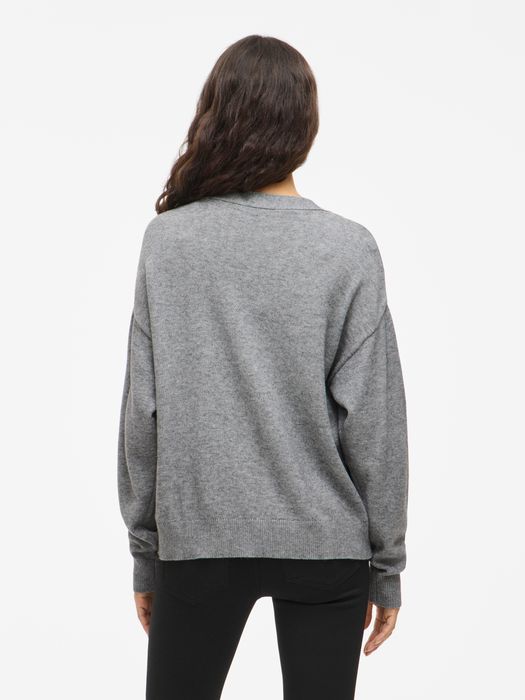 Vila Strickjacke mit V-Ausschnitt und Knopfleiste – Grau, Bild 4