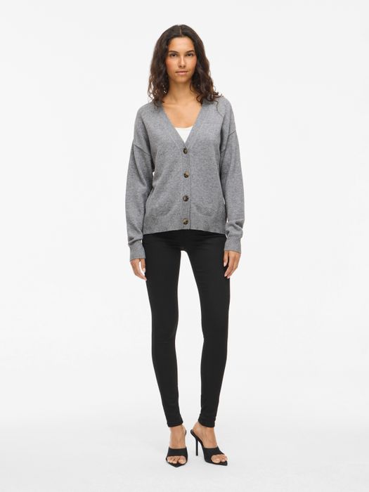 Vila Strickjacke mit V-Ausschnitt und Knopfleiste – Grau, Bild 5