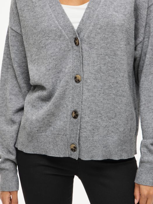 Vila Strickjacke mit V-Ausschnitt und Knopfleiste – Grau, Bild 6