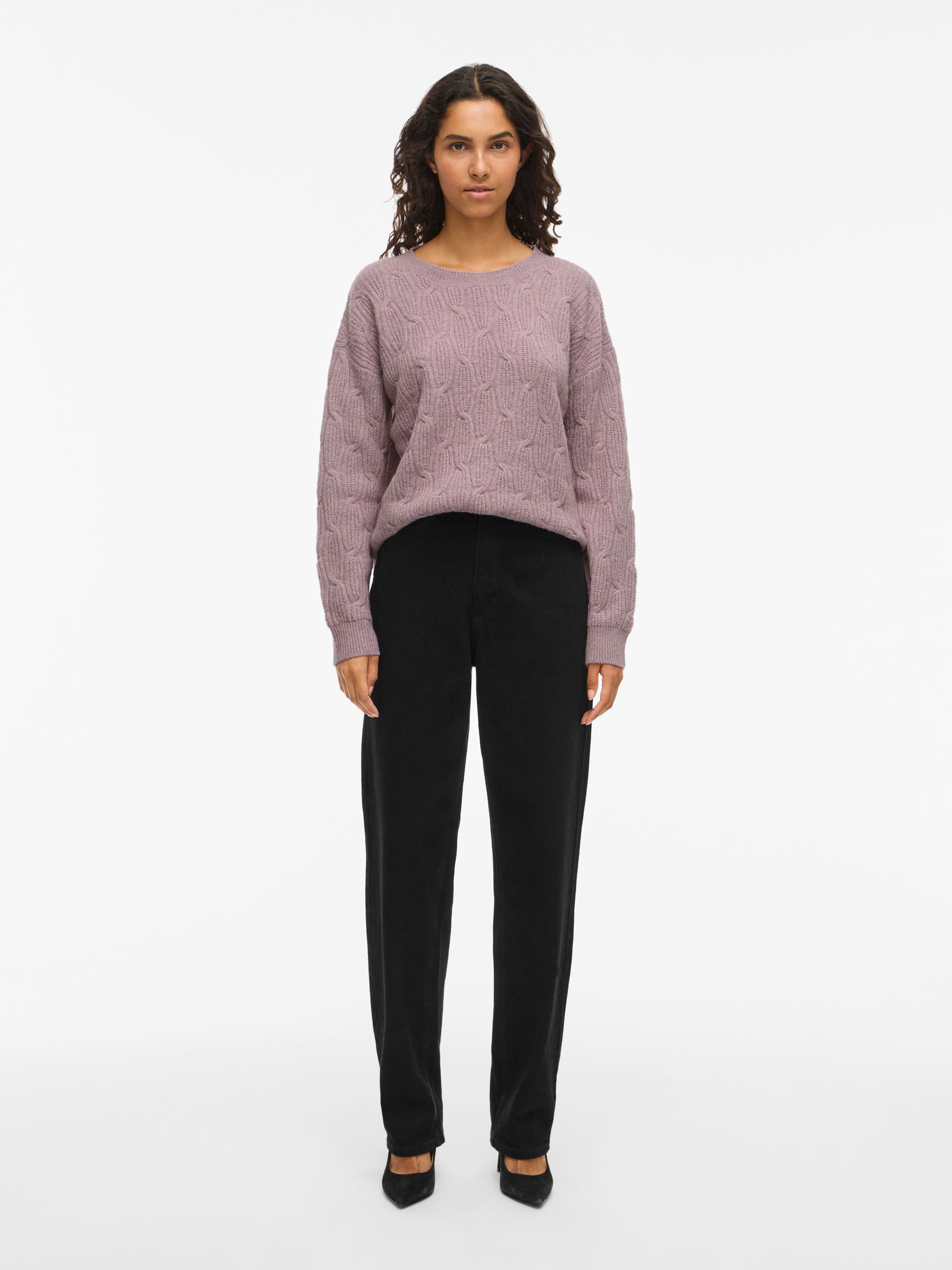 VILA_Autumnwinter_4768516_14106405_5.jpg Strickpullover mit Strukturmuster und Rundhalsausschnitt