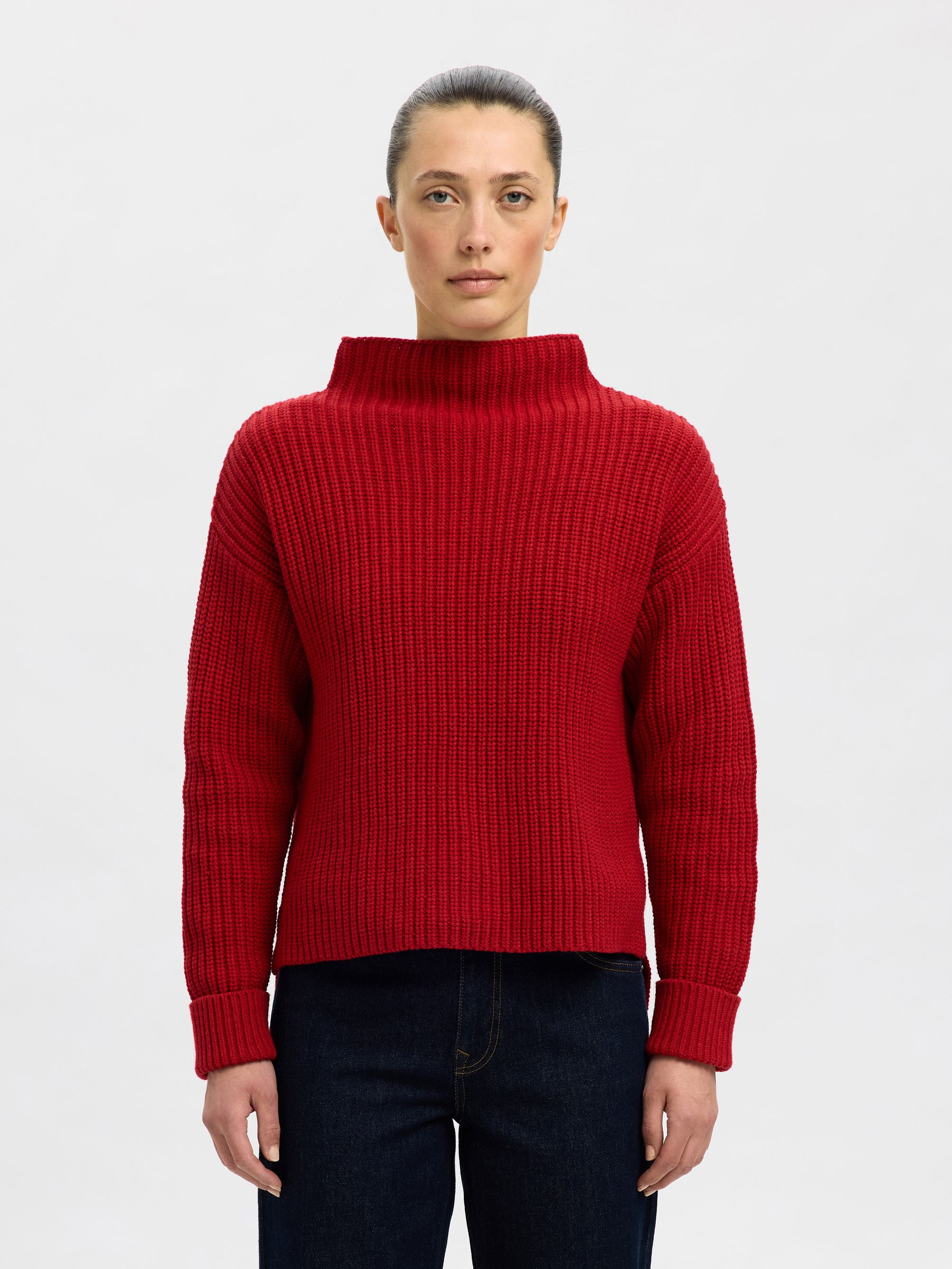 SELECTED-FEM_Springsummer_4793175_16097300_2.jpg Pullover mit Stehkragen und Rippstruktur