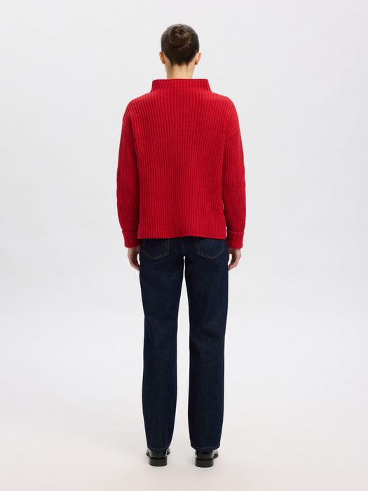 Selected Femme SELECTED FEMME Pullover mit Stehkragen und Rippstruktur – Rot, Bild 4