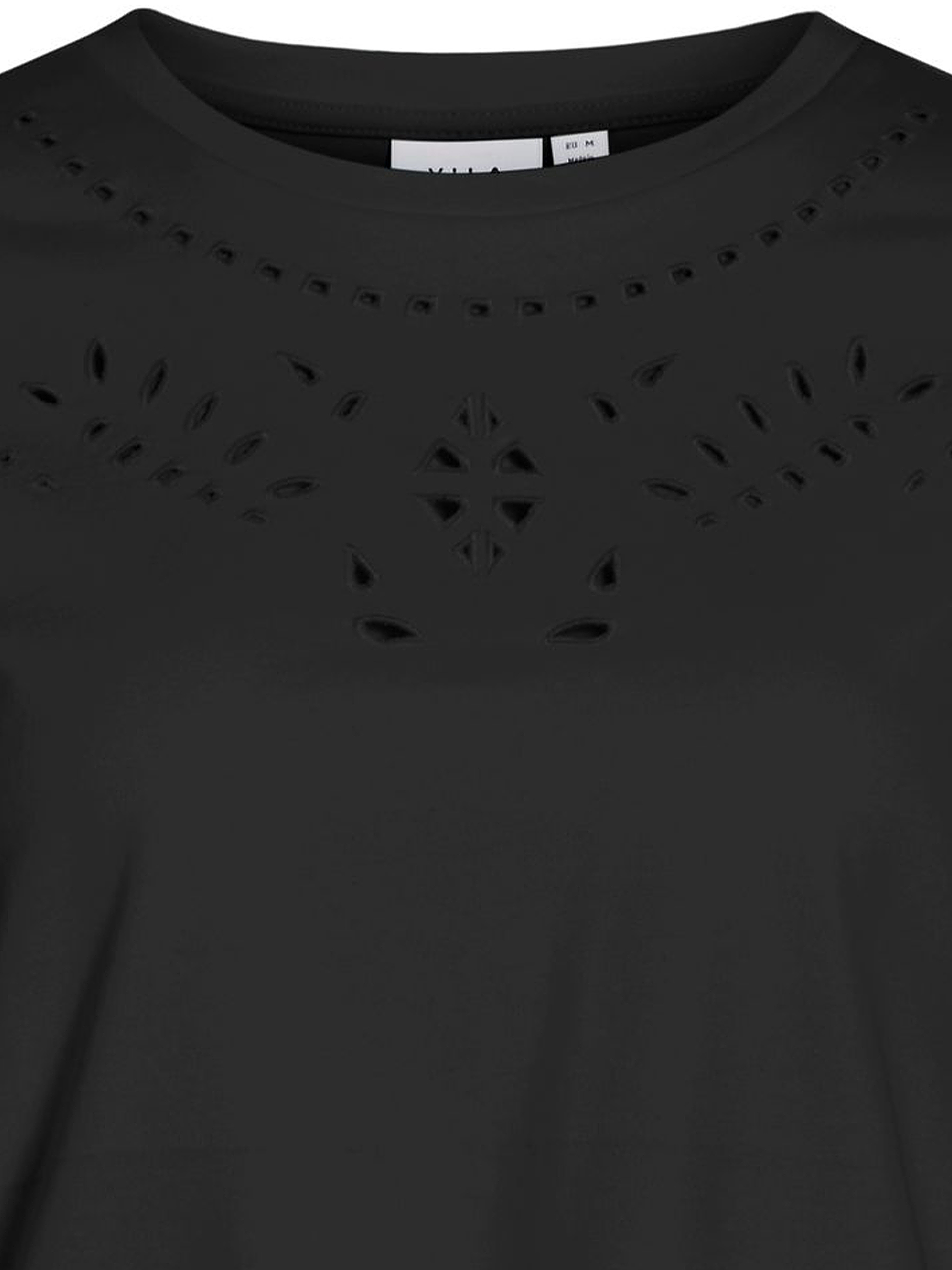 T-Shirt mit Lasercut-Design und Rundhals T-Shirt mit Lasercut-Design und Rundhals