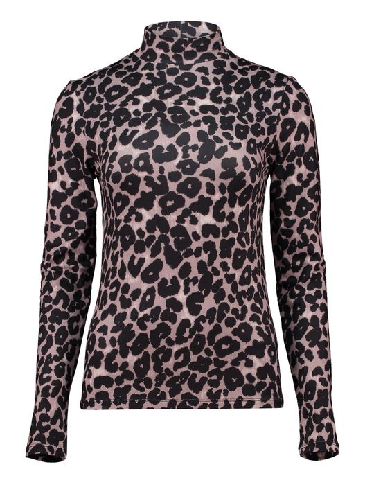 HaILYS Langärmliges T-Shirt mit auffälligem Animal-Print, Farbe: Braun