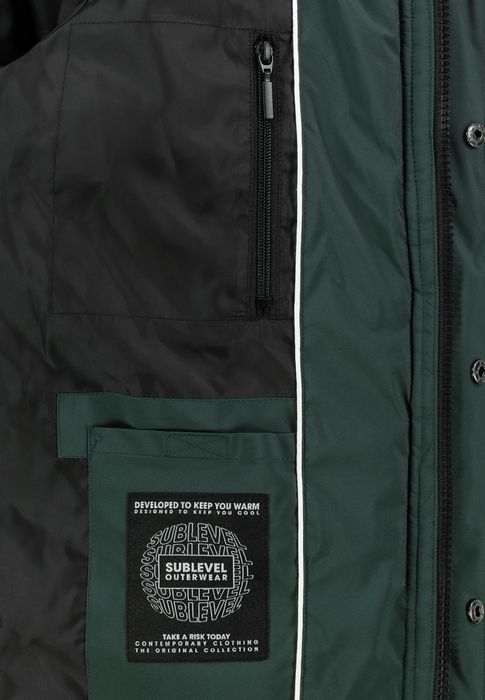 Sublevel Sublevel Wattierte Outdoorjacke mit Kapuze und mehreren Taschen – Grün, Bild 4