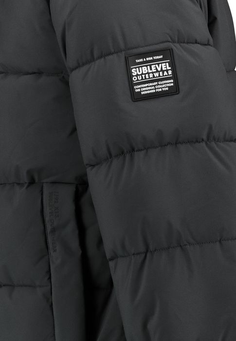 Sublevel Sublevel Wattierte Outdoorjacke mit Kapuze und mehreren Taschen – Dunkelgrau, Bild 5