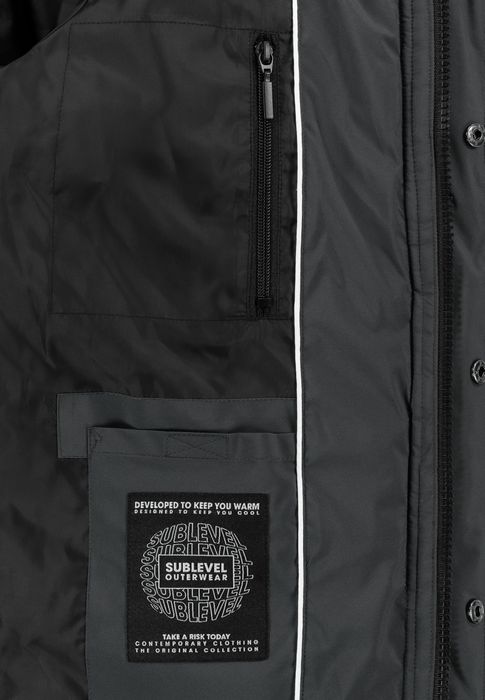 Sublevel Sublevel Wattierte Outdoorjacke mit Kapuze und mehreren Taschen – Dunkelgrau, Bild 4