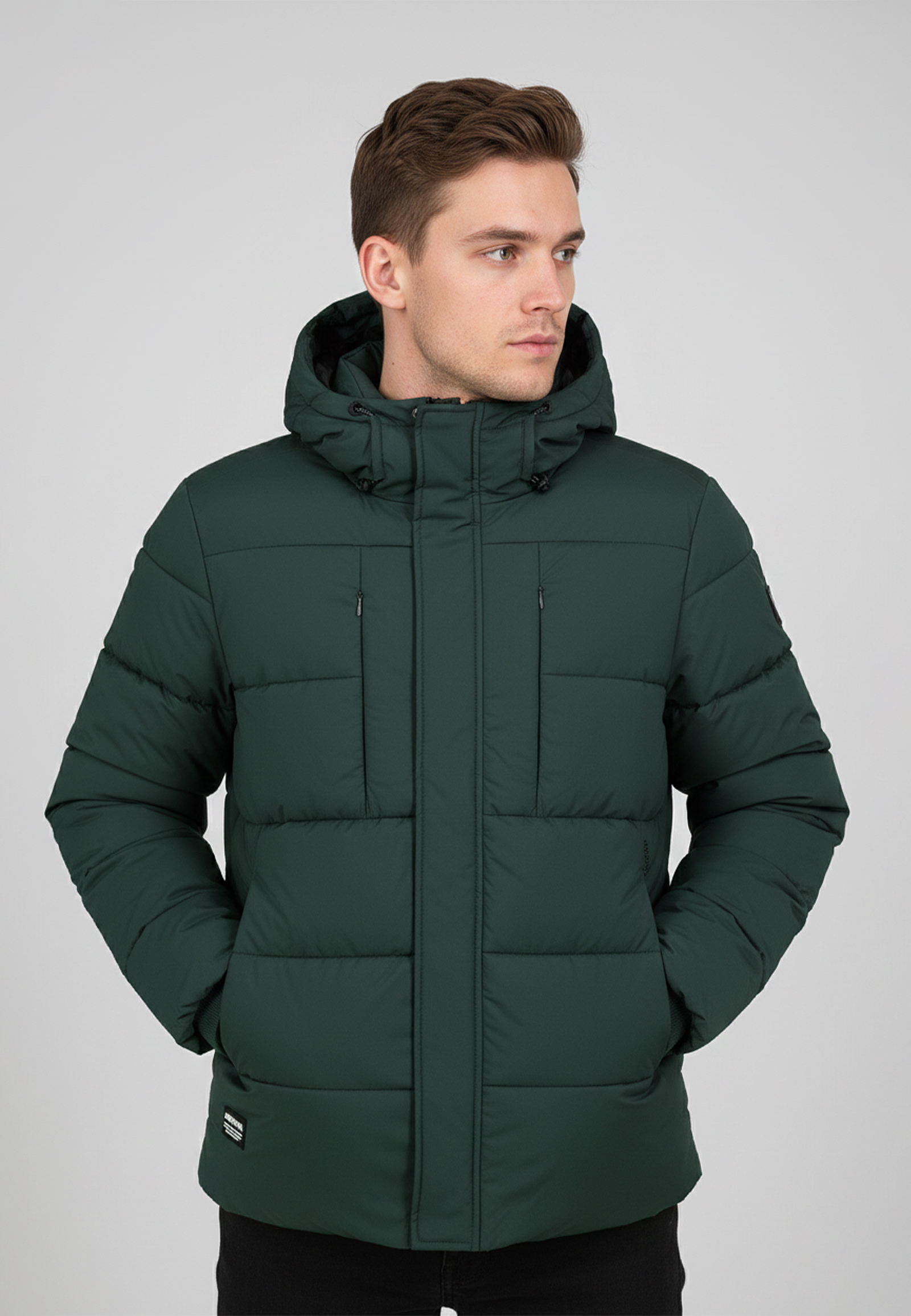 Sublevel Sublevel Wattierte Outdoorjacke mit Kapuze und mehreren Taschen – Grün, Bild 2