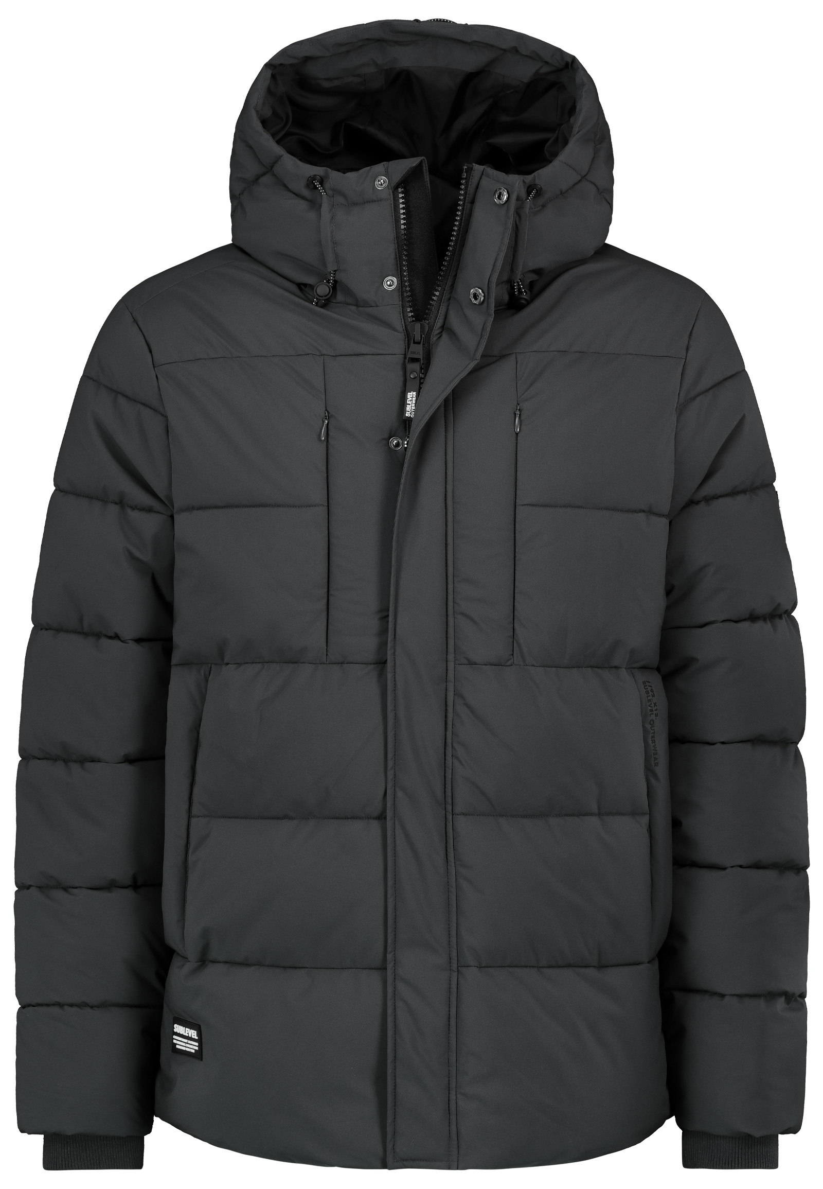 Sublevel Sublevel Wattierte Outdoorjacke mit Kapuze und mehreren Taschen – Dunkelgrau, Bild 1