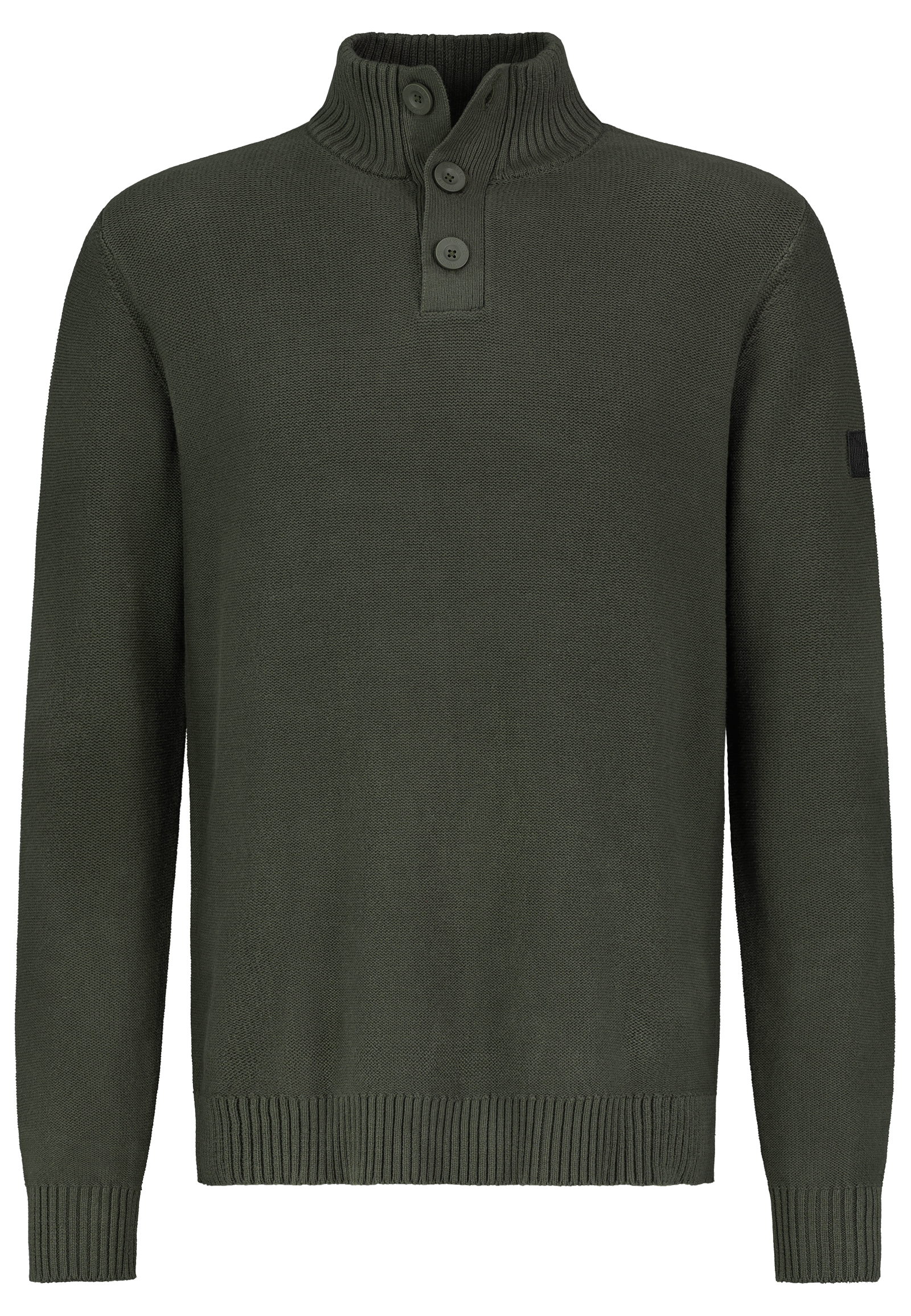 H96028AI90909B1_12400_V.jpg Bequemer Strickpullover mit Knopfleiste und Stehkragen