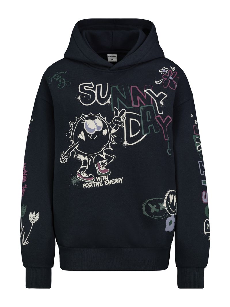 Sublevel Kapuzensweatshirt mit buntem Motivprint – Blau, Bild 1