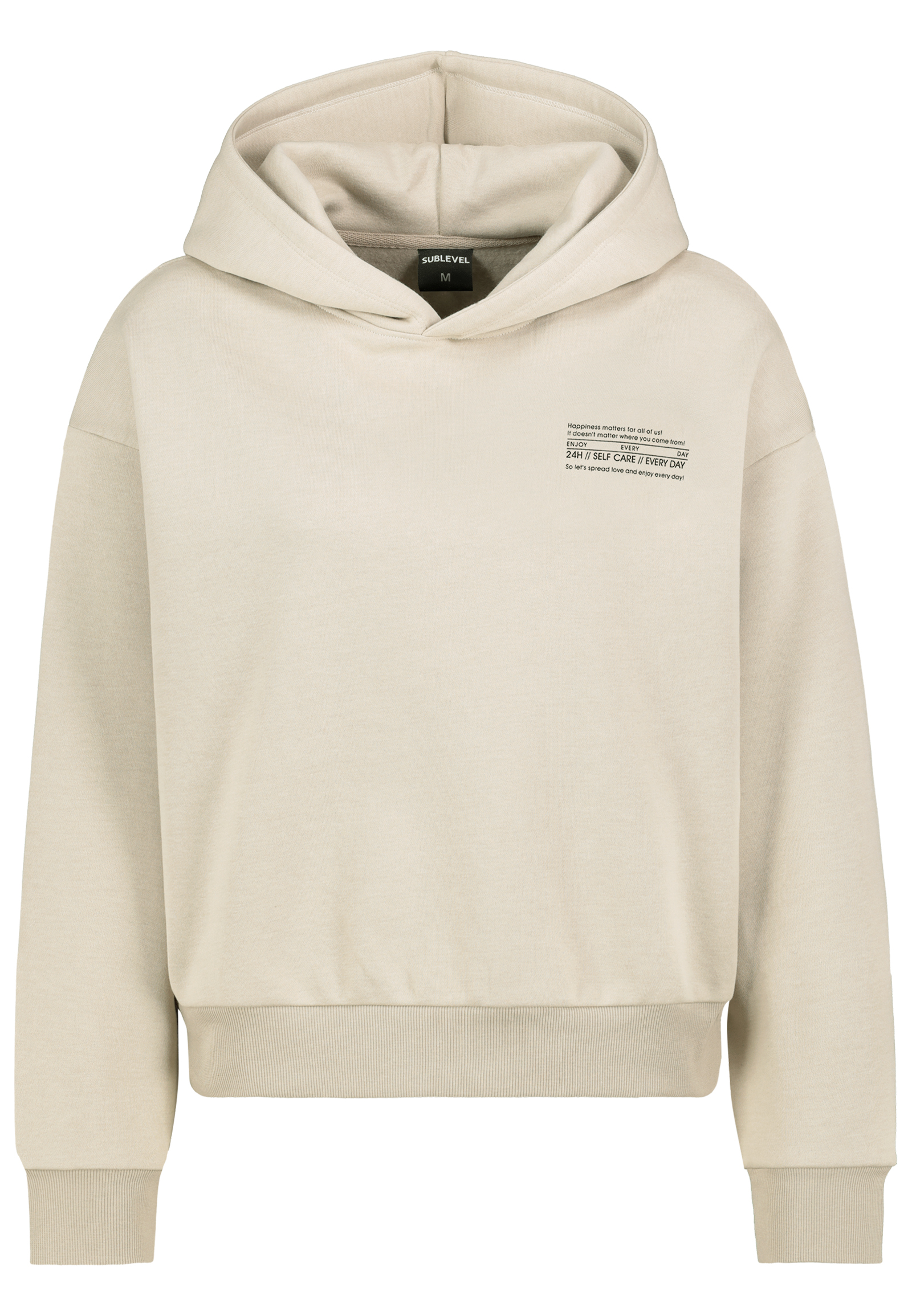 Sublevel Hoodie mit Print und elastischen Bündchen – Beige, Bild 1