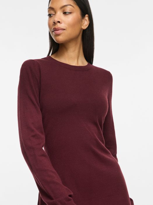 VILA Elegantes Midi-Kleid mit langen Ärmeln, Farbe: Rot